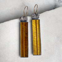 Tiger’s Eye Earrings with Cast Poppy Pods